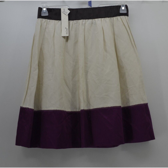Mint Jodi Arnold silk skirt Color Black Deep Purple Anthropologie Silk Li Size 8 - Picture 1 of 13